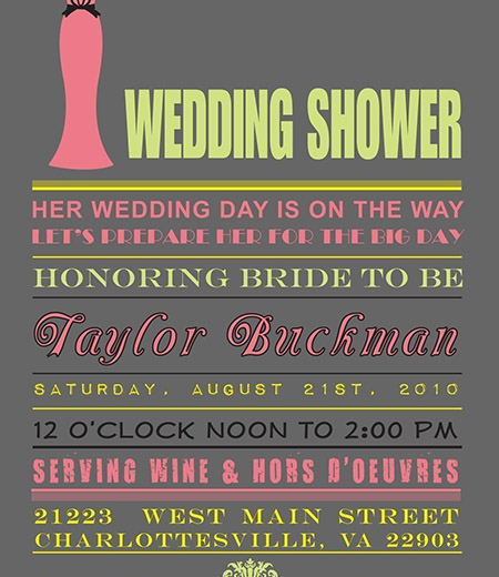 Wedding Gown Bridal Shower Printable Invitation